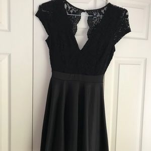 Sexy Short Black Low Neck Dress